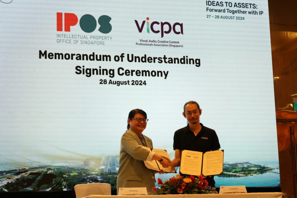 MoU signed by Rena Lee,Chief Executive of the Intellectual Property Office of Singapore and James Tan, VICPA President